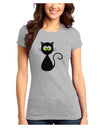 Black Cat Halloween Juniors T-Shirt-Womens Juniors T-Shirt-TooLoud-Ash-Gray-Juniors Fitted XS-Davson Sales