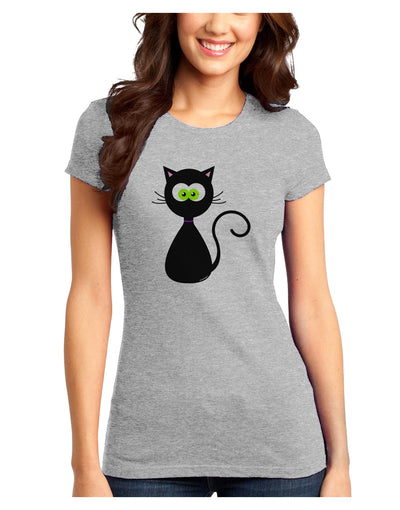 Black Cat Halloween Juniors T-Shirt-Womens Juniors T-Shirt-TooLoud-Ash-Gray-Juniors Fitted XS-Davson Sales