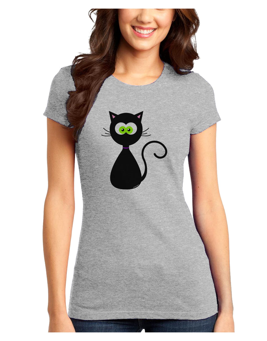 Black Cat Halloween Juniors T-Shirt-Womens Juniors T-Shirt-TooLoud-White-Juniors Fitted XS-Davson Sales