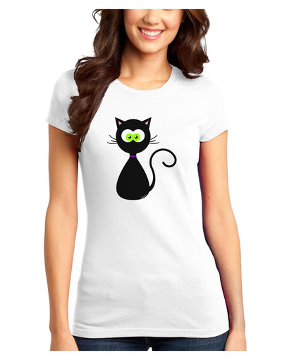 Black Cat Halloween Juniors T-Shirt-Womens Juniors T-Shirt-TooLoud-White-Juniors Fitted XS-Davson Sales