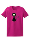 Black Cat Halloween Womens Dark T-Shirt-TooLoud-Hot-Pink-Small-Davson Sales