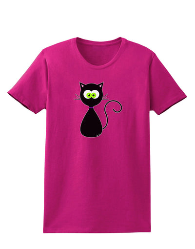 Black Cat Halloween Womens Dark T-Shirt-TooLoud-Hot-Pink-Small-Davson Sales