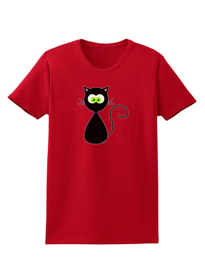 Black Cat Halloween Womens Dark T-Shirt-TooLoud-Red-X-Small-Davson Sales