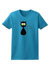 Black Cat Halloween Womens Dark T-Shirt-TooLoud-Turquoise-X-Small-Davson Sales