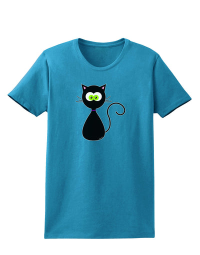 Black Cat Halloween Womens Dark T-Shirt-TooLoud-Turquoise-X-Small-Davson Sales