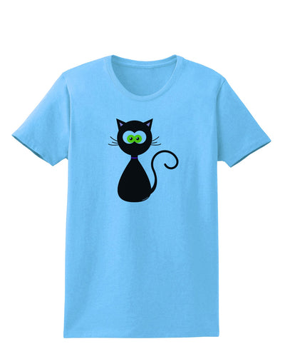 Black Cat Halloween Womens T-Shirt-Womens T-Shirt-TooLoud-Aquatic-Blue-X-Small-Davson Sales