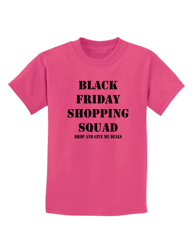 Black Friday Shopping Squad - Drop and Give Me Deals Childrens T-Shirt-Childrens T-Shirt-TooLoud-Sangria-X-Small-Davson Sales