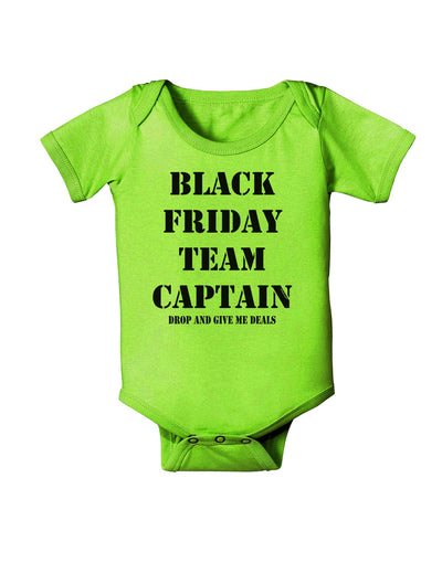 Black Friday Team Captain - Drop and Give Me Deals Baby Romper Bodysuit-Baby Romper-TooLoud-Lime-Green-06-Months-Davson Sales