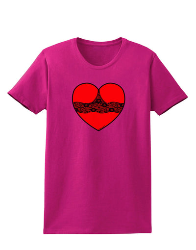 Black Lace Panty Heart Womens Dark T-Shirt-TooLoud-Hot-Pink-Small-Davson Sales