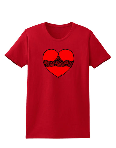 Black Lace Panty Heart Womens Dark T-Shirt-TooLoud-Red-X-Small-Davson Sales