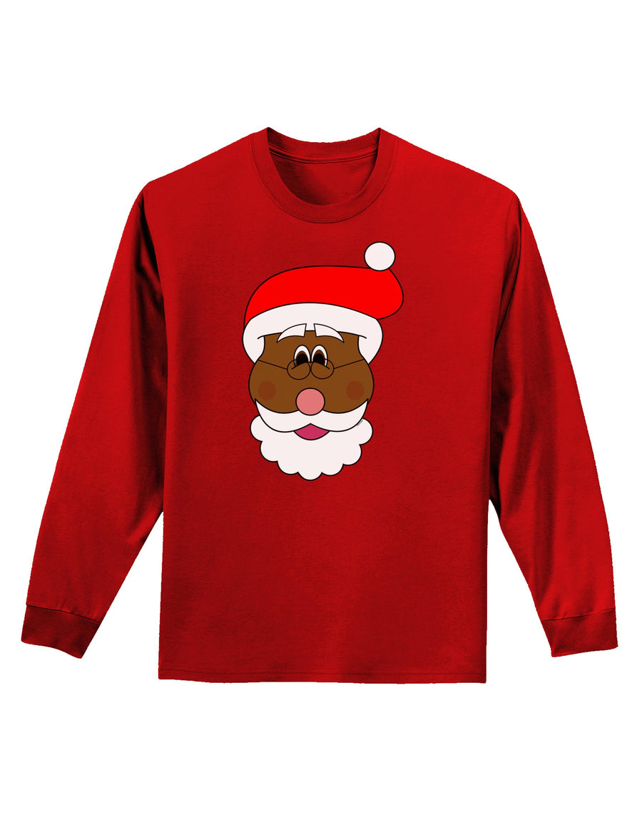 Black Santa Claus Face Christmas Adult Long Sleeve Dark T-Shirt-TooLoud-Black-Small-Davson Sales
