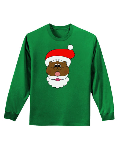 Black Santa Claus Face Christmas Adult Long Sleeve Dark T-Shirt-TooLoud-Kelly-Green-Small-Davson Sales