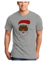 Black Santa Claus Face Christmas Adult V-Neck T-shirt-Mens V-Neck T-Shirt-TooLoud-HeatherGray-Small-Davson Sales