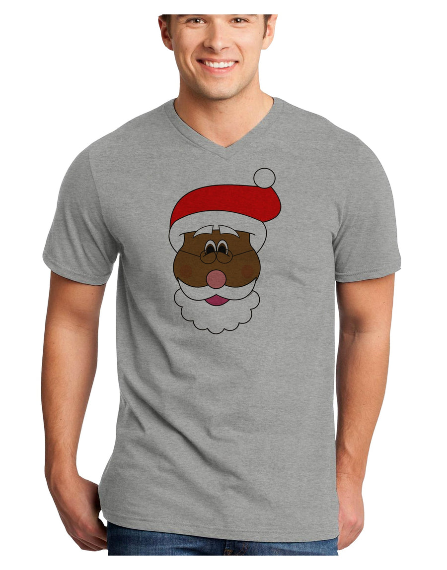 Black Santa Claus Face Christmas Adult V-Neck T-shirt-Mens V-Neck T-Shirt-TooLoud-White-Small-Davson Sales