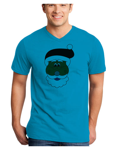 Black Santa Claus Face Christmas Adult V-Neck T-shirt-Mens V-Neck T-Shirt-TooLoud-Turquoise-Small-Davson Sales