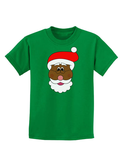 Black Santa Claus Face Christmas Childrens Dark T-Shirt-Childrens T-Shirt-TooLoud-Kelly-Green-X-Small-Davson Sales