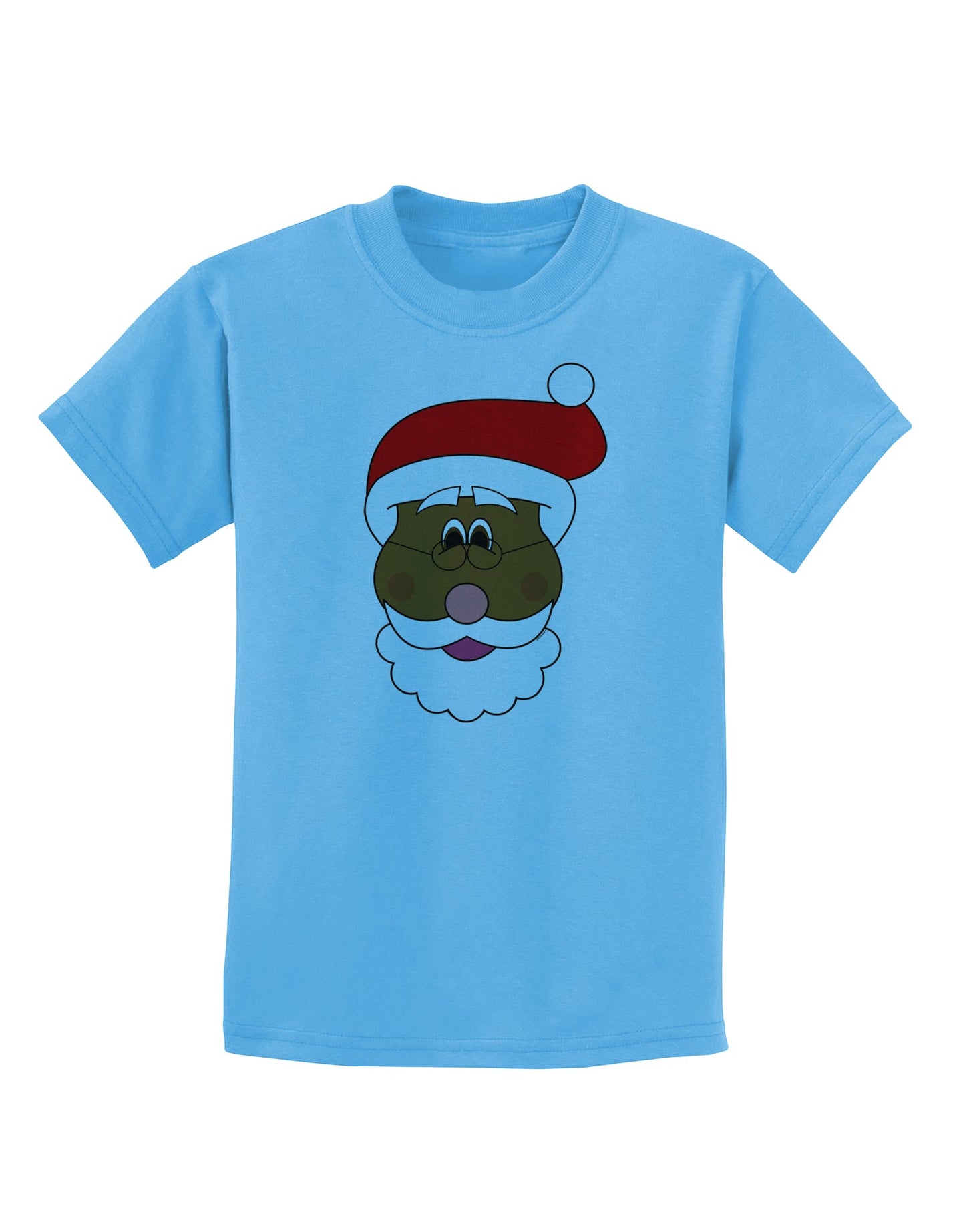 Black Santa Claus Face Christmas Childrens T-Shirt-Childrens T-Shirt-TooLoud-Aquatic-Blue-X-Small-Davson Sales