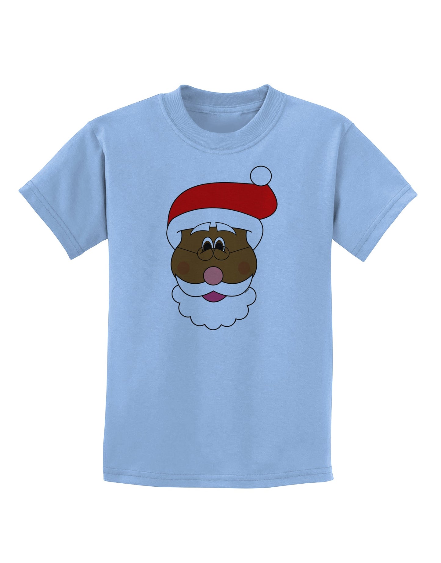 Black Santa Claus Face Christmas Childrens T-Shirt-Childrens T-Shirt-TooLoud-Light-Blue-X-Small-Davson Sales