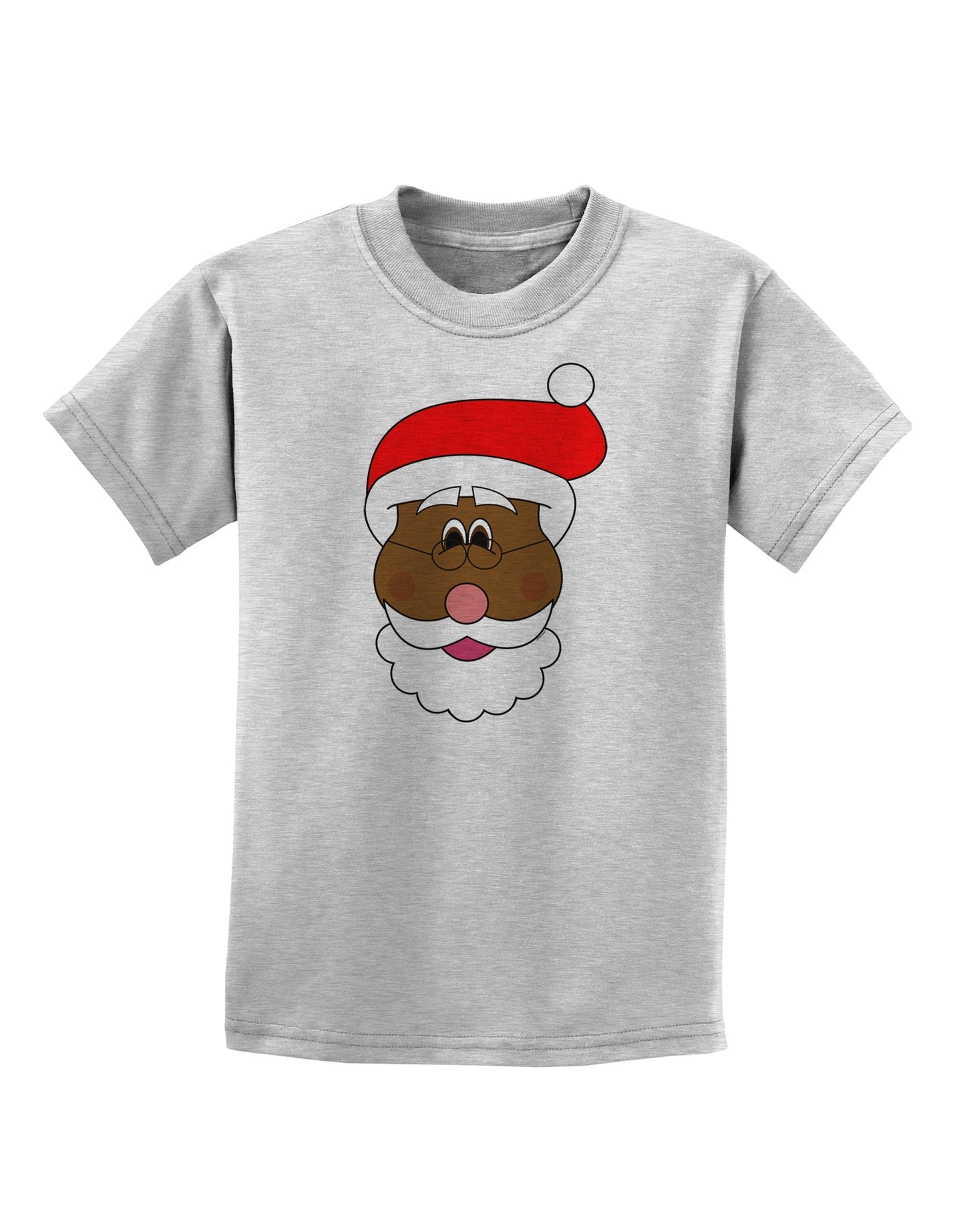 Black Santa Claus Face Christmas Childrens T-Shirt-Childrens T-Shirt-TooLoud-AshGray-X-Small-Davson Sales