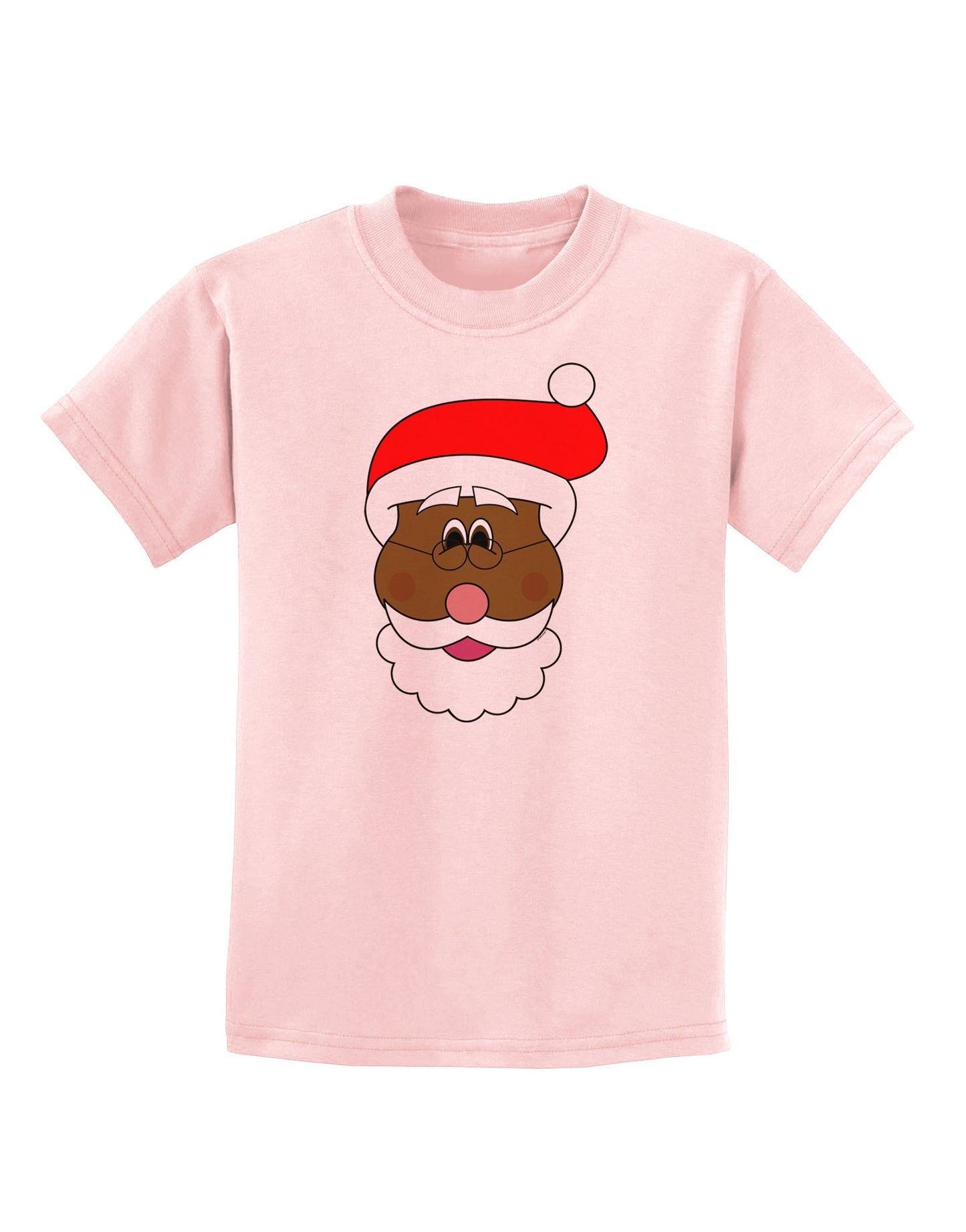 Black Santa Claus Face Christmas Childrens T-Shirt-Childrens T-Shirt-TooLoud-PalePink-X-Small-Davson Sales