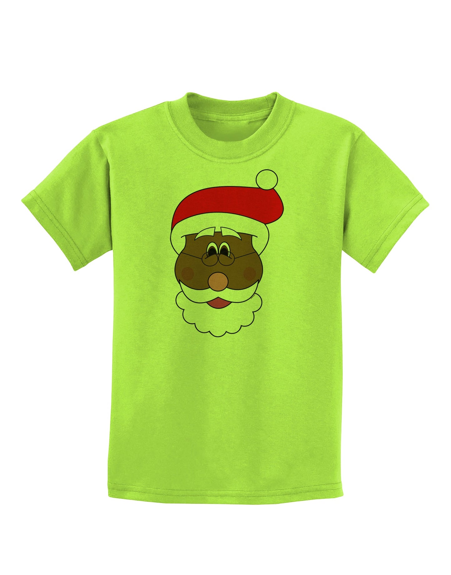 Black Santa Claus Face Christmas Childrens T-Shirt-Childrens T-Shirt-TooLoud-Lime-Green-X-Small-Davson Sales