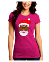 Black Santa Claus Face Christmas Juniors Crew Dark T-Shirt-T-Shirts Juniors Tops-TooLoud-Hot-Pink-Juniors Fitted Small-Davson Sales