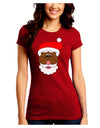 Black Santa Claus Face Christmas Juniors Crew Dark T-Shirt-T-Shirts Juniors Tops-TooLoud-Red-Juniors Fitted Small-Davson Sales