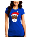 Black Santa Claus Face Christmas Juniors Crew Dark T-Shirt-T-Shirts Juniors Tops-TooLoud-Royal-Blue-Juniors Fitted Small-Davson Sales