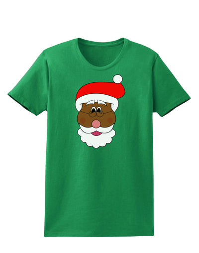 Black Santa Claus Face Christmas Womens Dark T-Shirt-TooLoud-Kelly-Green-X-Small-Davson Sales