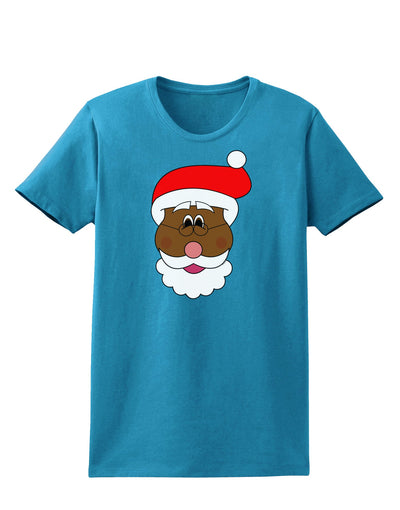 Black Santa Claus Face Christmas Womens Dark T-Shirt-TooLoud-Turquoise-X-Small-Davson Sales