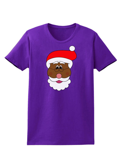 Black Santa Claus Face Christmas Womens Dark T-Shirt-TooLoud-Purple-X-Small-Davson Sales