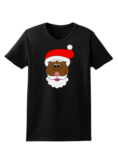 Black Santa Claus Face Christmas Womens Dark T-Shirt-TooLoud-Black-X-Small-Davson Sales