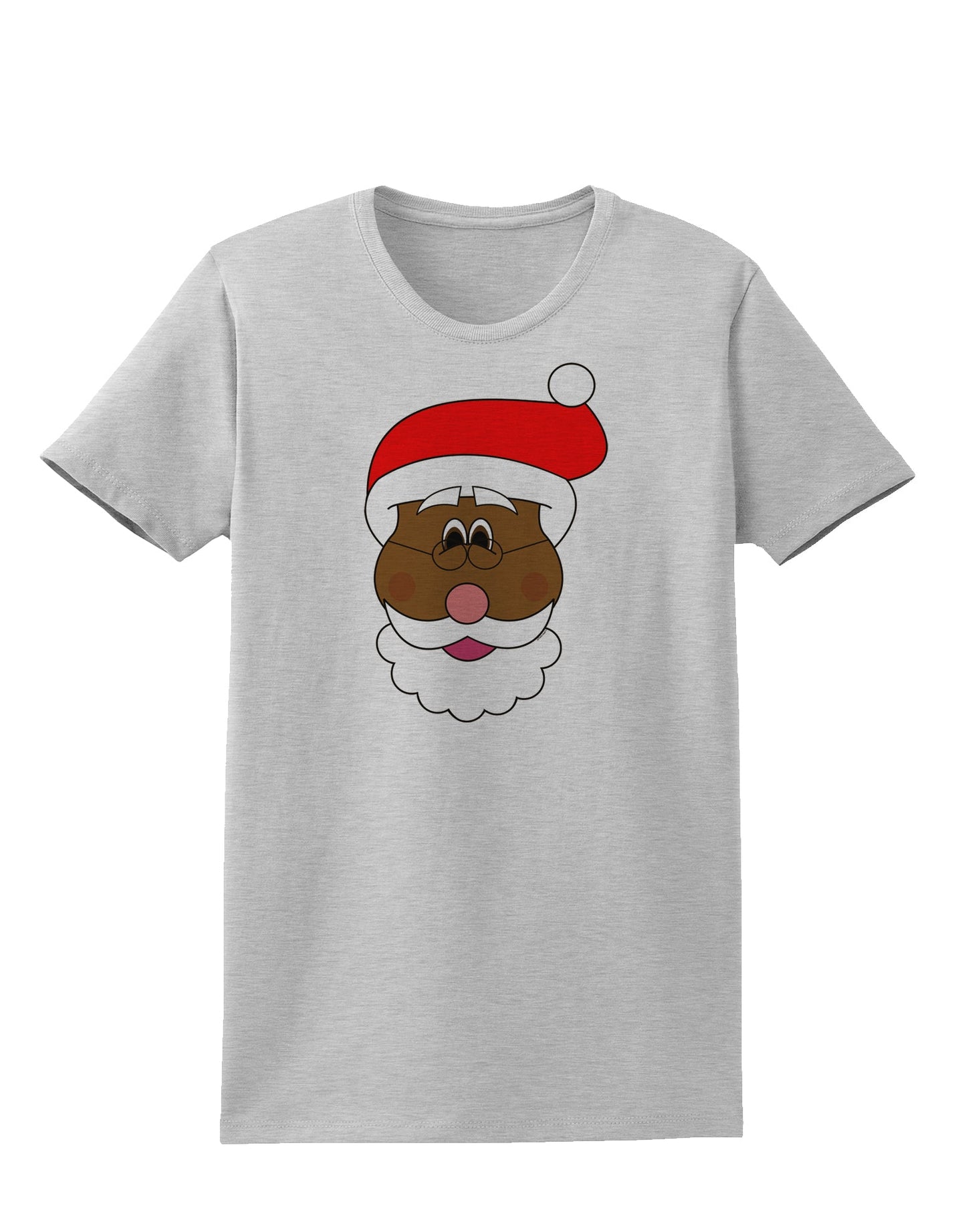 Black Santa Claus Face Christmas Womens T-Shirt-Womens T-Shirt-TooLoud-AshGray-X-Small-Davson Sales