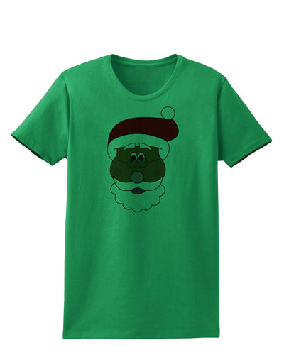Black Santa Claus Face Christmas Womens T-Shirt-Womens T-Shirt-TooLoud-Kelly-Green-X-Small-Davson Sales