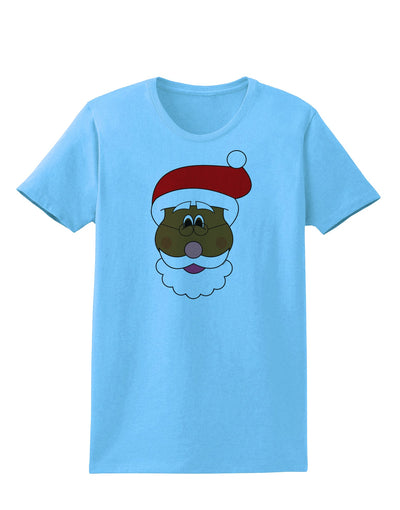 Black Santa Claus Face Christmas Womens T-Shirt-Womens T-Shirt-TooLoud-Aquatic-Blue-X-Small-Davson Sales