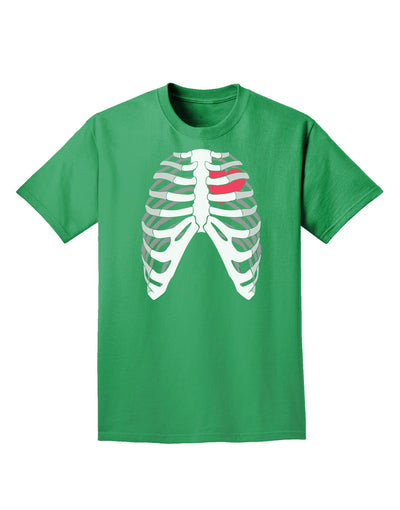 Black Skeleton Bones Ribcage with Heart Adult Dark T-Shirt-Mens T-Shirt-TooLoud-Kelly-Green-Small-Davson Sales