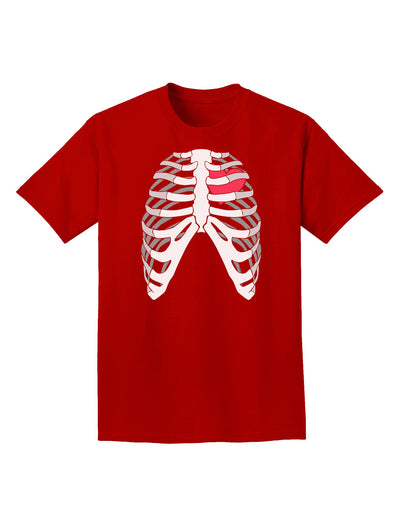 Black Skeleton Bones Ribcage with Heart Adult Dark T-Shirt-Mens T-Shirt-TooLoud-Red-Small-Davson Sales