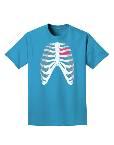 Black Skeleton Bones Ribcage with Heart Adult Dark T-Shirt-Mens T-Shirt-TooLoud-Turquoise-Small-Davson Sales