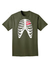 Black Skeleton Bones Ribcage with Heart Adult Dark T-Shirt-Mens T-Shirt-TooLoud-Military-Green-Small-Davson Sales