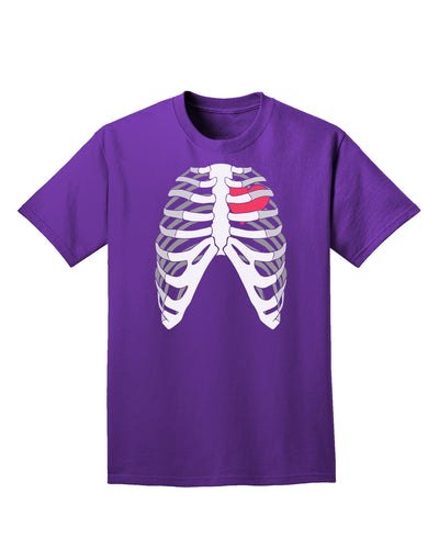 Black Skeleton Bones Ribcage with Heart Adult Dark T-Shirt-Mens T-Shirt-TooLoud-Purple-Small-Davson Sales