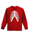 Black Skeleton Bones Ribcage with Heart Adult Long Sleeve Dark T-Shirt-TooLoud-Red-Small-Davson Sales