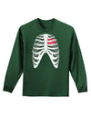 Black Skeleton Bones Ribcage with Heart Adult Long Sleeve Dark T-Shirt-TooLoud-Dark-Green-Small-Davson Sales