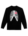 Black Skeleton Bones Ribcage with Heart Adult Long Sleeve Dark T-Shirt-TooLoud-Black-Small-Davson Sales