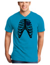 Black Skeleton Bones Ribcage with Heart Adult V-Neck T-shirt-Mens V-Neck T-Shirt-TooLoud-Turquoise-Small-Davson Sales