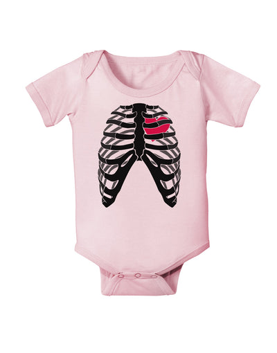 Black Skeleton Bones Ribcage with Heart Baby Romper Bodysuit-Baby Romper-TooLoud-Light-Pink-06-Months-Davson Sales