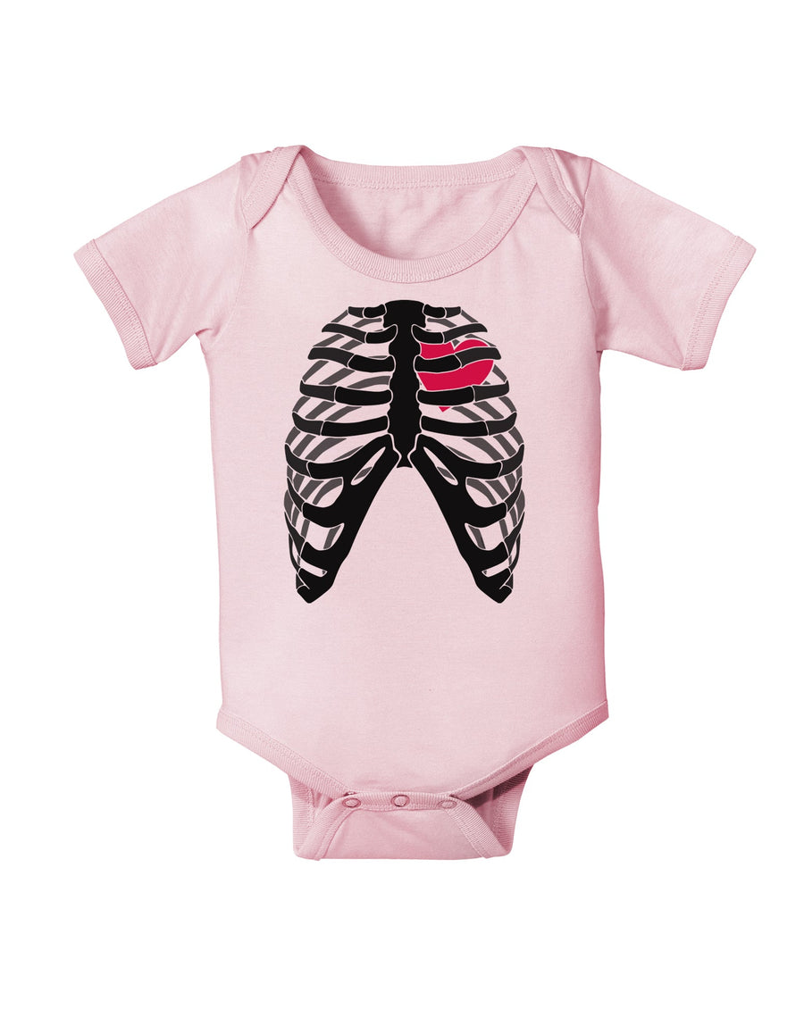 Black Skeleton Bones Ribcage with Heart Baby Romper Bodysuit-Baby Romper-TooLoud-White-06-Months-Davson Sales