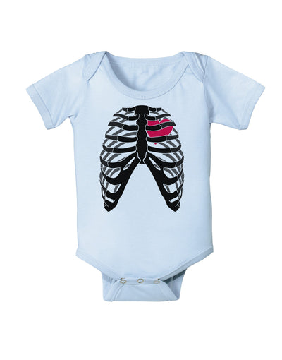 Black Skeleton Bones Ribcage with Heart Baby Romper Bodysuit-Baby Romper-TooLoud-Light-Blue-06-Months-Davson Sales