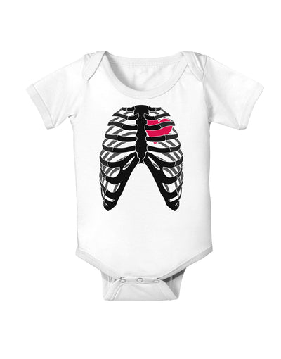 Black Skeleton Bones Ribcage with Heart Baby Romper Bodysuit-Baby Romper-TooLoud-White-06-Months-Davson Sales