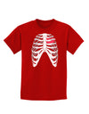 Black Skeleton Bones Ribcage with Heart Childrens Dark T-Shirt-Childrens T-Shirt-TooLoud-Red-X-Small-Davson Sales