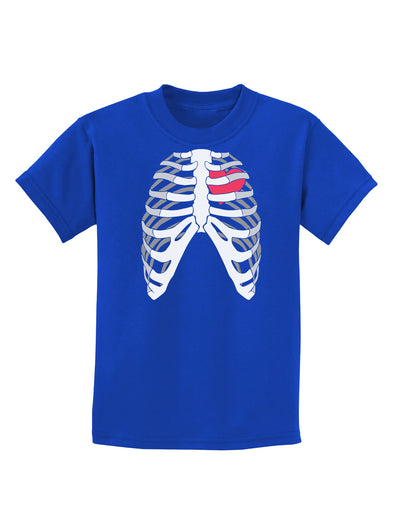 Black Skeleton Bones Ribcage with Heart Childrens Dark T-Shirt-Childrens T-Shirt-TooLoud-Royal-Blue-X-Small-Davson Sales